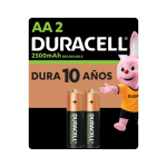 PILA DURACELL RECARGABLE AA 2500MAH (2 PILAS)